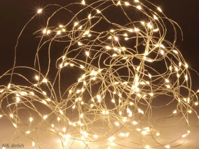 Obrázok produktu pre LED Svetelná reťaz, strieborný drôt, 100 LED, teplá biela, na batérie, časovač