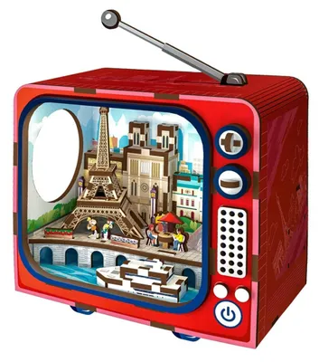 Zdjęcie produktu dla 2Kids Toys: Trójwymiarowa drewniana układanka, Retro TV, Paryż