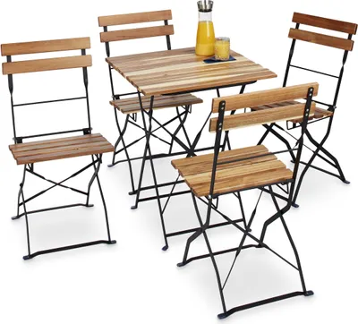 Obrázok produktu pre Relaxdays 10020685, stolček, Žehlička, Drevo, 120 kg, Čierna, Prírodný, Drevo, 4 sedadlo/sedadiel