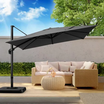Immagine prodotto di Ombrellone da esterno - Ombrellone da giardino - Ombrellone per terrazza - Ombrellone parasole - 3x3 metri - Rotazione a 360° - Altezza regolabile