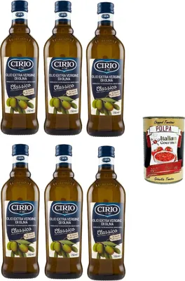 Produktbild von Cirio Olio Extra Vergine Di Oliva Classico, Classic extra native Olivenöl 6x 750ml + Italian Gourmet polpa 400g