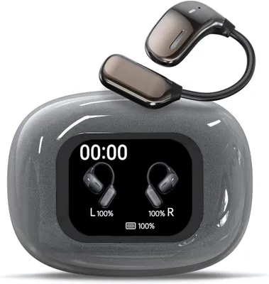 Produktbild von Open Ear Kopfhörer kabellos Bluetooth 5.4 Sport mit Bildschirm Ohrhaken Air Bone Conduction Wireless Headphones Earphones mit Touchscreen Luftleitung