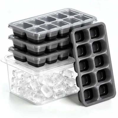 4er-Set Silikon-Eiswürfelformen mit Deckel, BPA-frei, 40 Stück