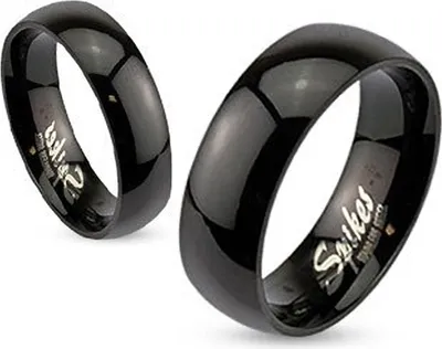 Produktbild von Herren Damen Ring Edelstahl Schwarz IP Gewölbt Partnerring Bandring schwarz 59 - Ø 18,95 mm 6 mm