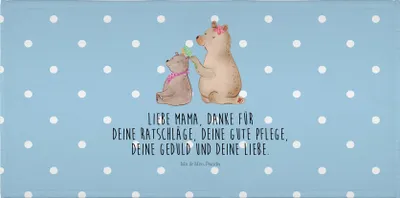 Produktbild von Mr. & Mrs. Panda Handtuch Bär Kind - Blau Pastell - Geschenk, Bruder, Flauschtuch, Mama, 50x100, 100x50, Mutter, Danke, Muttertag, Familie, kleines