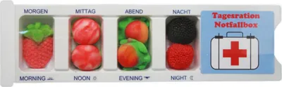 Produktbild von Tablettenbox Notfall gefüllt mit Fruchtgummi Scherzartikel 25g