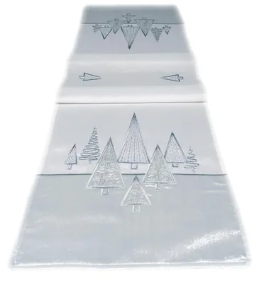 Imagen del producto de Mantel individual navideño de 40 x 90 cm - Diseño moderno con motivos bordados de árboles de Navidad