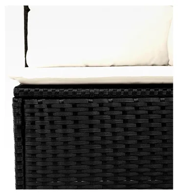 Produktbild von 7-teiliges Garten-Sofa-Set mit Kissen Schwarz Poly Rattan Akazie Lounge Sofa Outdoor