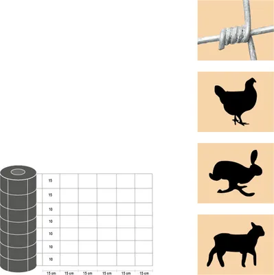 Produktbild von Weidezaun / Knotengeflecht Taurus leicht, Rollenlänge: 50 m, Kantendrähte: ø 2,4 mm, Draht: ø 1,9 mm - Höhe: 80 cm