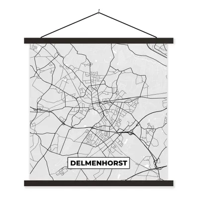 Produktbild von MuchoWow® Textilposter Delmenhorst - Karte - Stadtplan - Deutschland 60x60 cm mit schwarzem Rahmen - Posteraufhänger