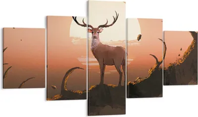 Produktbild von Bild auf Leinwand - Leinwandbild - Hirsch Geweih Hörner - 125x70cm - Wand Bild - Wanddeko - Leinwanddruck - Bilder - Kunstdruck - Wanddekoration - Leinwand bilder - Wandkunst - EA125x70-4091