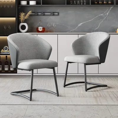 Produktbild von Odikalo Esszimmerstuhl, 2er Set, moderner Freizeitstuhl, Schlafzimmer-Wohnzimmerstuhl, Schminktisch, Stuhl, Rückenlehne, grau