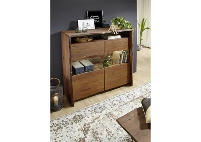 Produktbild von MASSIVMOEBEL24 Highboard Akazie 131x45x147 braun lackiert PURE ACACIA #205