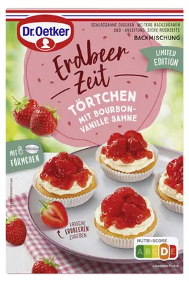 Zdjęcie produktu dla Mieszanka do wypieku tartaletek truskawkowych Dr. Oetker, opakowanie 240g