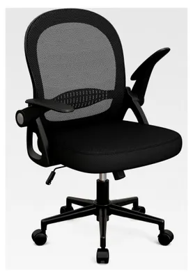 Produktbild von Ergonomischer Bürostuhl mit atmungsaktiver Netzbespannung, hochklappbaren Armlehnen, höhenverstellbar, 360° drehbar, Schwarz