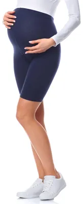 Image de Be Mammy leggings courts de grossesse en coton BE20-228 (marine, S)