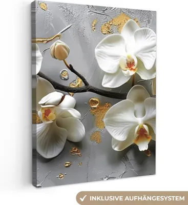 Produktbild von MuchoWow® - Leinwandbilder - Blumen - Orchidee - Abstrakt - Modern, Wandbild, Wanddeko Bilder Wohnzimmer, 90x120cm