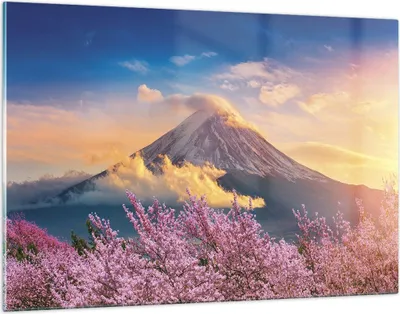 Produktbild von Bilder auf glas - Einteilig - Fuji Blume Kirsche - 120x80cm - Glasbilder - Wandbilder - Bilder - zum Aufhängen bereit - Wanddekoration aus Glas - Glas Bilder - Wandbild auf Glas - GAA120x80-4490