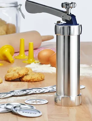 Produktbild von Kekspresse Plätzchenpresse Gebäckspritze aus Aluminium 20 Aufsätze