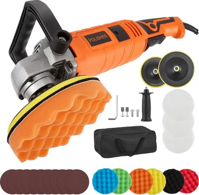 Immagine prodotto di Lucidatrice per auto - Lucidatrice elettrica - 1580 W - 500–3300 giri/min - Disco da 15 cm - 220–230 V - 7 velocità - Impugnature rimovibili