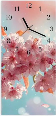 Produktbild von Wanduhr aus Glas mit Motiv Kirschblüte Himmel- 30 x 60 cm - inkl. Aufhängesystem