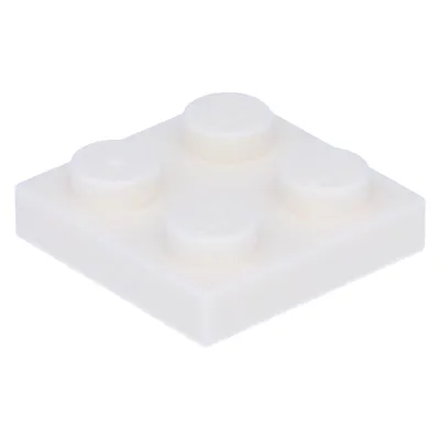 A single white LEGO brick is shown from a slightly elevated, diagonal angle against a plain white background.