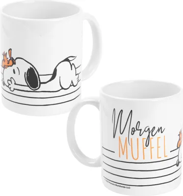 Produktbild von The Peanuts Tasse Snoopy - Morgen Muffel Kaffeetasse Becher Kaffeebecher aus Keramik Weiß 320 ml