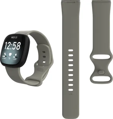Produktbild von Silikon Ersatzband Armband für Fitbit Versa 3 / Sense „Sport“, L, Grau