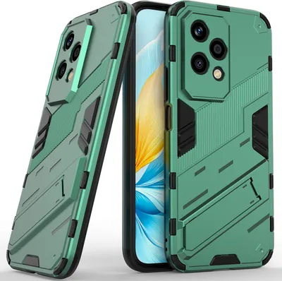 Obrázek produktu pro Pouzdro pro Honor 200 Lite Hybridní PC TPU Nárazuvzdorné Ochranné Pouzdro s Funkcí Stojanu zelené