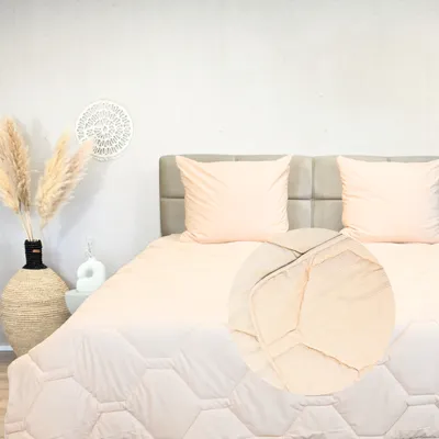 Produktbild von HappyBed -   160x200 cm - Waschbare Bettdecke ohne Bezug - Bedruckte Bettdecke ohne Bezug - Bettwäsche - Soft Peach