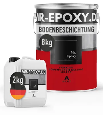 Produktbild von Mr. Epoxy Epoxidharz Bodenbeschichtung (10 kg, RAL 3020 Verkehrsrot) - 2K Betonfarbe für Garagen, Keller & Werkstatt Boden - Flüssigkunststoff Epoxid Grundierung und Bodenversiegelung