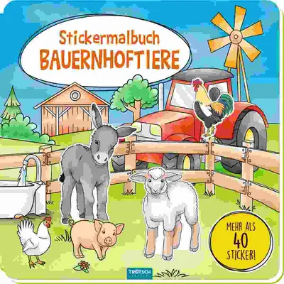 Produktbild von Trötsch Malbuch Stickermalbuch Bauernhoftiere