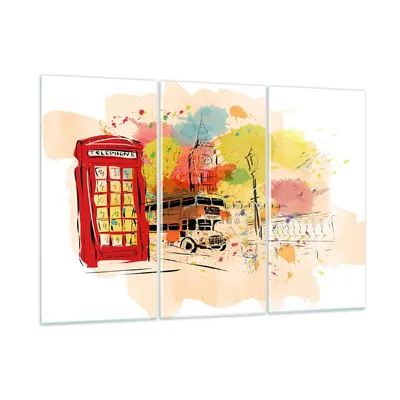 Produktbild von Bilder auf glas - London Bus - 105x70cm - Glasbilder - Wandbilder - Bilder - Kunstdruck - zum Aufhängen bereit - Wanddekoration aus Glas - Glas Bilder - Wandbild auf Glas - 3 Teile - GCE105x70-3920