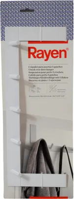 Zdjęcie produktu dla Rayen listwa na haczyki do drzwi, stal, lakierowana, 36 x 12,5 x 4 cm, białe haczyki