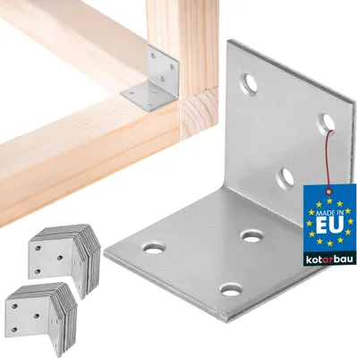 Zdjęcie produktu dla KOTARBAU® 25 szt. Łącznik kątowy 40 x 40 x 40 mm stal ocynkowana srebrny kątownik do dużych obciążeń łącznik kątownik meblowy kątownik blacha drewniana łącznik półka kątownik metalowy stabilny trwały kątownik stalowy