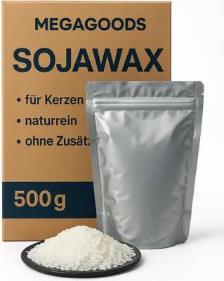 Produktbild von Sojawachs 500g für Kerzen DIY naturrein ohne Zusätze DE.