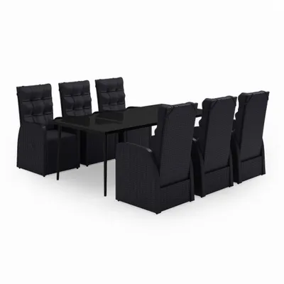Obrázok produktu pre vidaXL 7-dielny záhradný jedálenský set s vankúšmi Black