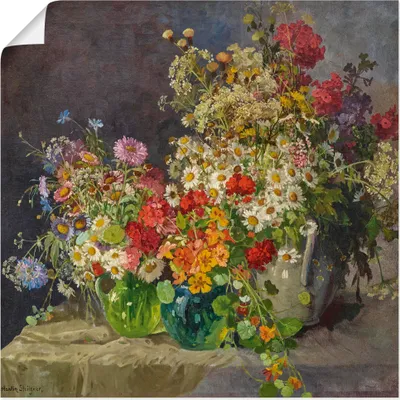 Produktbild von ARTland Poster Stillleben mit Wiesenblumen in Krügen. Größe: 70x70 cm