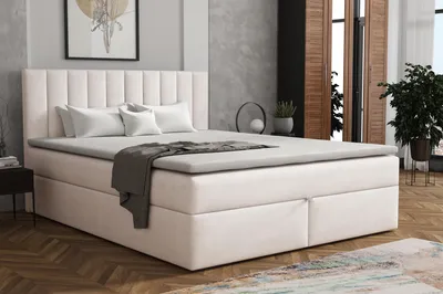 Produktbild von MR GROUP Boxspringbett mit Bettkasten ZADAR, 120x200 beige, H3, geflechtes Stoff, Polsterbett mit Matratze und Topper Doppelbett Bett für Schlafzimmer
