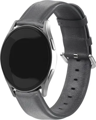Produktbild von Strap-it Samsung Galaxy Watch 4 44mm Lederarmband (Dunkelgrau) - Große: L