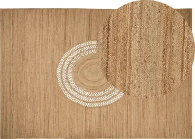 Produktbild von BELIANI Teppich Beige Jute Rechteckig 160 x 230 cm Geometrisches Muster Handgemacht Boho Modern Kurzhaar für Fußbodenheizung Wohnzimmer Ausstattung