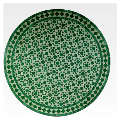 Produktbild von Runder marokkanischer Mosaiktisch Ø 60 cm grün mit Gestell H 73 cm | Kunsthandwerk aus Marrakesch | Bistrotisch Beistelltisch