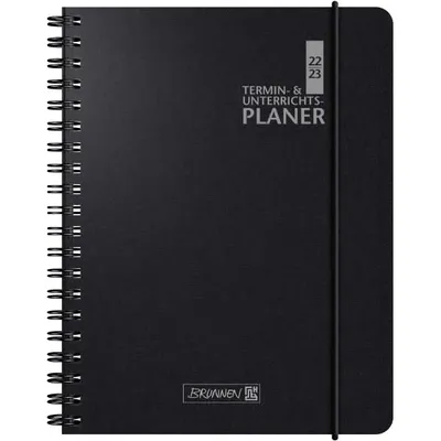 Produktbild von BRUNNEN 1075961903 Wochenkalender Lehrerkalender Termin- & Unterrichtsplaner 2022/2023 Lehrer-Sortiment 2 Seiten = 1 Woche Überformat A5: 17 x 24 cm Baladek-Einband schwarz