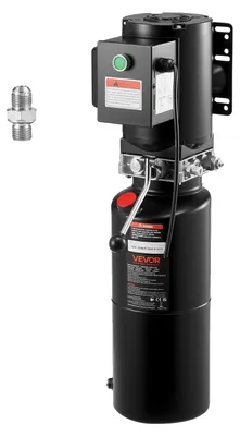 Image de VEVOR Pompe hydraulique Groupes hydrauliques AC 220 V, 10 Qt unité hydraulique à simple effet, débit d'huile 6,3 L/min, pression de refoulement max. 22 MPa pour bennes basculantes Ateliers automobiles Ponts élévateurs pour voitures, noir