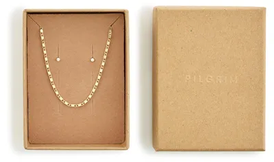Produktbild von PILGRIM FELICIA Geschenkset, Kristall-Ohrringe und Kette vergoldet