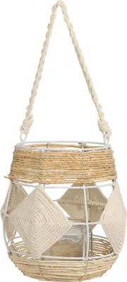 Immagine prodotto di H&S Decoration | Lampada da giardino - 20x23 cm - stile boho - struttura in metallo - con canne naturali
