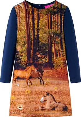 Produktbild von Kinderkleid mit Langen Ärmeln Marineblau 104