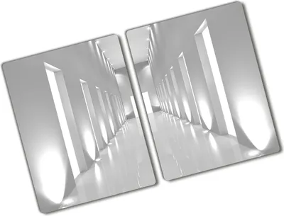 Produktbild von Tulup Glas Herdabdeckplatte - 2x40x52 cm - Glaskeramikkochfeld-Abdeckung Spritzschutz Glasabdeckplatte Kochplattenabdeckung und Schneidebrett - Zweiteilig - Kunst: modern & klassisch - Flur - Weiß