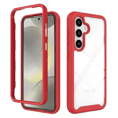 Produktbild von Galaxy S25 FE Hülle, Hybrid Transparente Rückseite Robust TPU Bumper Rutschfest Stoßfest Ganzkörper Schutzhülle für Samsung Galaxy S25 FE Rot