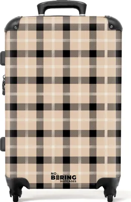 Produktbild von NoBoringSuitcases.com® Großer Koffer - Beige met zwart ruitpatroon - Kombinationsschloss TSA - Hartschalen Trolley 4 Rollen - 72 liter - Reisekoffer - 66 cmKoffer Mittelgroß 67x43x25 cm, 72L,